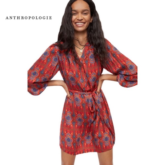 Anthropologie Tops - NWT Anthropologie Rosemary Tunic Red Motif Dress